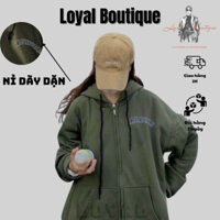 Áo khoác hoodie zip unisex nam nữ form rộng LOYAL phong cách trẻ trung năng động, có nón, áo có thêuchữ phía trước vrộng