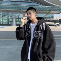 Áo khoác in hình áo khoác đôi Mỹ có mũ màu trơn cho nam cỡ lớn