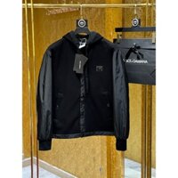 Áo khoác Jacket mũ chùm Dolce Gabbana 2 mặt nỉ gió logo DG LA