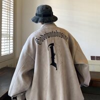 Áo Khoác Jacket Unisex GORIC chất Da Lộn màu XÁM/NÂU 🏁 Nam nữ unisex/Áo khoác nút bấm form rộng Jaystoree 🖤