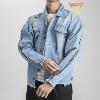 Áo khoác jean 2 dây kéo cá tính may mạc life, áo bò nam phong cách cá tính - XXL