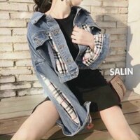 Áo khoác jean bbr phối Chất jean cotton dày dặn. Có 1 màu. Size dưới 55kg vừa. KÈm hình chụp thật nha