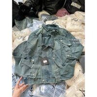 Áo khoác jean bo chun eo cực cá tính