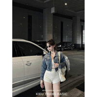 áo khoác jean cao cấp hai màu thêu chứ nổi lyie