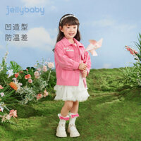 Áo khoác jean cho bé gái Jellybaby, quần áo mùa xuân cho trẻ em, áo cardigan hồng ngọt ngào mát mẻ, quần áo trẻ em mới cho mùa xuân và mùa thu
