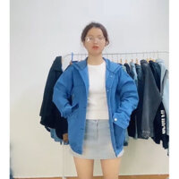 Áo khoác jean chống nắng có mũ siêu to và có 4 túi form rộng unisex K8 size 40-75kg Panda