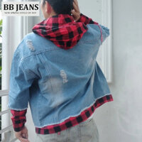 Áo khoác jean chống nắng có mũ sơ mi - nỉ và có 2 túi lót trong chứa mobile size 40-75kg BB Jeans