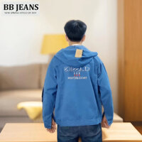 Áo khoác jean có mũ chống nắng 4 túi tiện lợi màu xanh - màu xám K8 BB Jeans