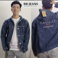 Áo khoác jean có mũ jean màu xám K8 form unisex có túi trong BB Jeans