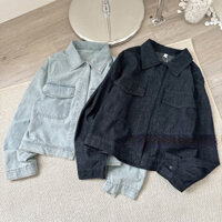 Áo Khoác Jean denim 2 túi dáng rộng hàng Quảng Châu