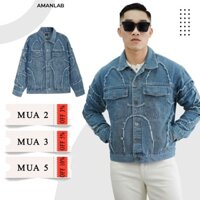 Áo khoác jean denim nam, jacket jean wax luxury phong cách bụi bặm cá tính, cao cấp AMANLAB