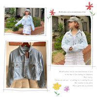 Áo khoác jean denim nữ Croptop dáng lửng from rộng xanh nhạt. Áo bò có 6 túi trẻ trung, năng động