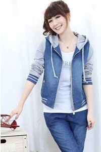 ÁO KHOÁC JEAN DENIM PHỐI TAY NỈ CAO CẤP- HÀNG QUẢNG CHÂU - M