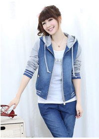 ÁO KHOÁC JEAN DENIM PHỐI TAY NỈ CAO CẤP- HÀNG QUẢNG CHÂU - M