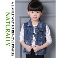 Áo khoác jean denim phong cách Hàn Quốc cho bé gái
