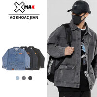 Áo khoác jean form rộng nam XMAX chất bò denim cao cấp dày dặn thời trang thu đông B102