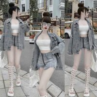 Áo khoác jean form rộng,Áo khoác denim dáng rộng kiểu dáng HÀN QUỐC sieu đẹp dành cho học sinh và sinh viên hottrend2025