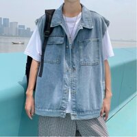 Áo khoác jean ghi lê nam nữ form rộng phong cách Hàn Quốc pon.mens hà nội hcm freeship