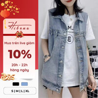 Áo Khoác Jean Gile Túi Hộp HIBENA, Áo Bò Khoác Ngoài Phong Cách Cá Tính Girl Phố Năng Động A04