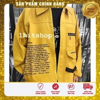 Áo Khoác Jean Kaki TÚI DÂY KÉO VÀNG Unisex