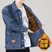 Áo Khoác Jean Lót Lông Cừu Dày Dặn Giữ Ấm Mùa Đông Thời Trang Cho Nam