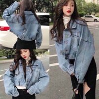 áo khoác  jean  lửng phối nút lưng