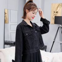 Áo khoác jean màu đen MK14 có túi lót trong - áo jean khoác Warrior FENG size 40-63kg Panda Style