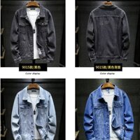 Áo khoác jean nam cao cấp áo khoác bò đẹp Áo khoác Denim nam mới hot trơn Full Mùa xuân hè Màu nhuộm Tối