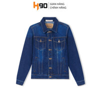 Áo Khoác Jean Nam Cổ Bẻ Cao Cấp H90 Dáng Regular Chất Denim Co Giãn HJKJ004