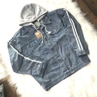 Áo khoác jean nam có mũ + sọc tay ( HÌNH THẬT ) số 4034