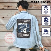 Áo khoác jean nam Drained màu xanh và đen form rộng có dây kéo khoá tay cao câp size 40-75kg