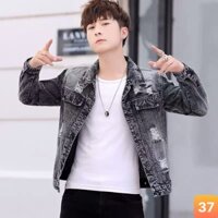 Áo khoác jean nam màu xám đậm rách chất bò cao cấp co dãn 4 chiều, áo khoác rin nam đẹp Lavado13 Nhiêu Mẫu Mới