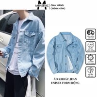 Áo Khoác Jean Nam MENSEVIC Basic Form Unisex, Áo Khoác Bò Chất Denim Không Co Giãn Năng Động HJKJ007