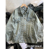 Áo Khoác Jean Nam Nữ Hoạ Tiết Vân Đá LV Hàng Chuẩn Đẹp