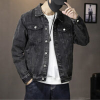 Áo khoác jean nam nữ xám tro áo khoác bò đẹp Áo khoác Denim nam mới hot trơn Full Mùa xuân hè Màu nhuộm Tối