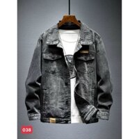 Áo khoác jean nam rách màu xám họa tiết thêu chữ, áo khoác nam đẹp chất bò co giãn thời trang Tô Tồ Shop - KJN18