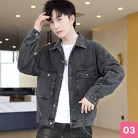 Áo khoác jean nam xám đậm không rách chất bò cao cấp co dãn 4 chiều, áo khoác rin nam đẹp Hado06 Nhiêu Mẫu Mới - Hàng mớ