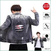 Áo khoác jean nam xám rách chất bò cao cấp co dãn 4 chiều, áo khoác rin nam đẹp PTZ99 Nhiêu Mẫu Mới PTZ.099 - Hàng mới v