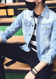 Áo Khoác Jean Nam - xanh nhạt - L