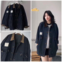Áo Khoác JEAN NHUNG TAG Có Túi Trong Phối Viền Bo Chun Form Rộng Unisex Nam Nữ - Áo khoác bò denim Jaystoree 🖤 - Hàng m
