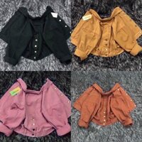 ÁO KHOÁC JEAN NỮ 4 CÚC SAU LƯNG CROPTOP KAKI SIÊU XINH 4CKK2