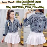 Áo Khoác Jean Nữ Cao Cấp Màu Xám Có 3 Nút Lưng - Hàng có sẵn