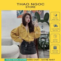 Áo khoác jean nữ có mũ tay dài form lững rộng (có sẵn, hình thật) THẢO NGỌC STORE