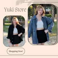 Áo khoác jean nữ form rộng, áo khoác jean bò nữ phong cách Unisex Q1 Yuki Store