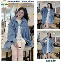 Áo Khoác Jean Nữ Form Rộng UNISEX Nam Nữ Màu Xanh - Áo Khoác Bò Nữ Trơn Form Suông Rộng Hàn Quốc - BẢO BẢO