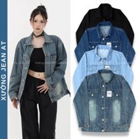 Áo Khoác Jean Nữ Form Rộng UNISEX Nam Nữ Màu Xanh và Đen Áo Khoác Bò Nữ Trơn Form Suông Rộng Hàn Quốc 506 545