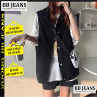 Áo khoác jean nữ Gile Ulzzang Hàn Quốc - áo jean nữ No Border thêu cao caaos form rộng 40-75kg BB Jeans