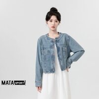 Áo khoác jean nữ hình thật form lững 48cm form vừa 52cm size 40-63kg VIO Mata Sport