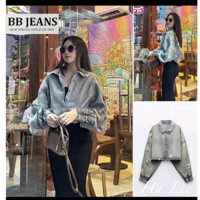 Áo khoác jean nữ màu xám form vừa cho chị em từ 40-60kg cao dưới 1.64m BB Jeans