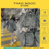 Áo khoác jean nữ tay dài form rộng lưng chữ YS đính đá 68cm (có sẵn, hình thật) THẢO NGỌC STORE